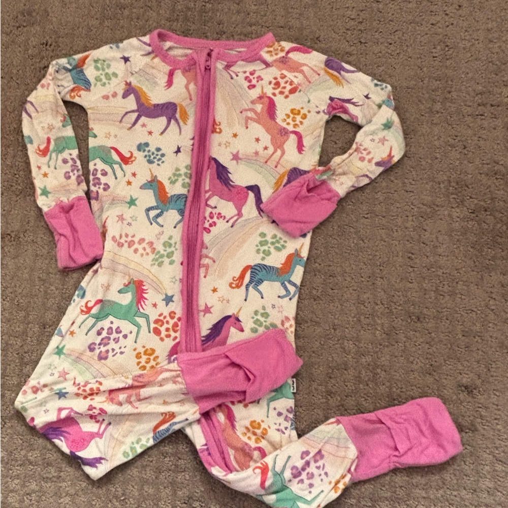 Little Sleepies unicorn print zippie 12-24 months